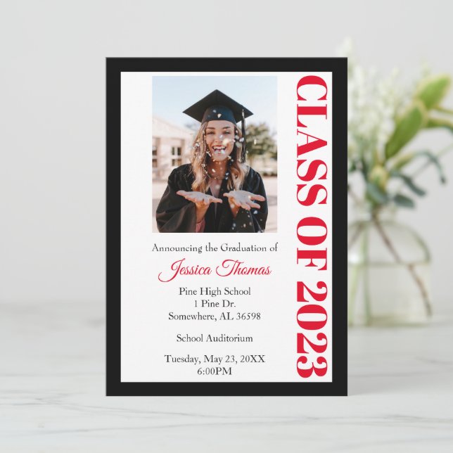 Invitación Clase de Graduación de Foto Negra 2023 (Anverso de pie)