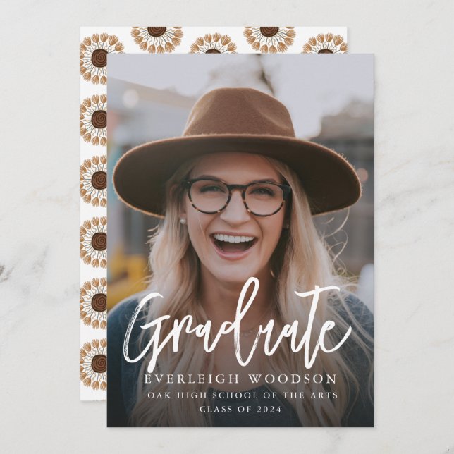 Invitación Clase de graduación de foto simple 2024 (Anverso / Reverso)