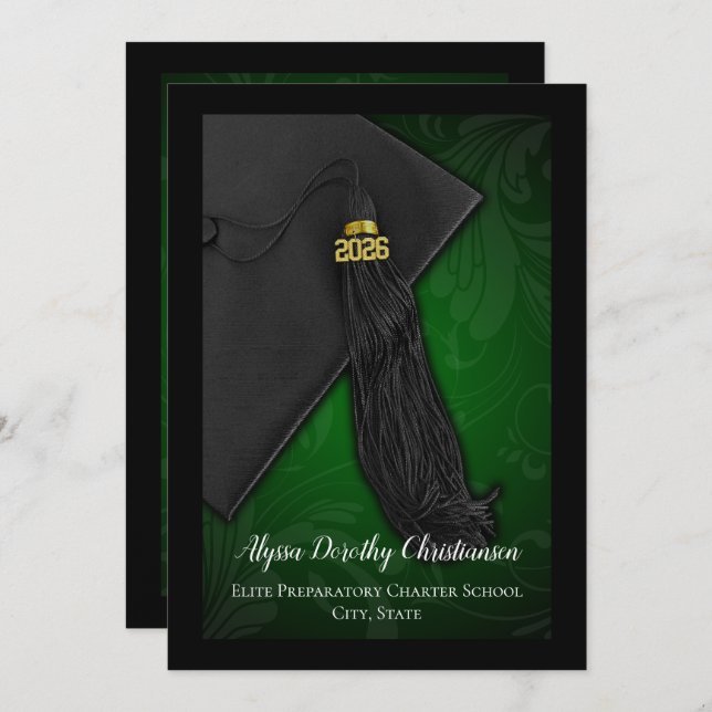 Invitación Clase de Graduación de la Escuela Verde de Tassel  (Anverso / Reverso)
