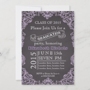 Invitación Clase de graduación de lavanda de pizarra de 2015