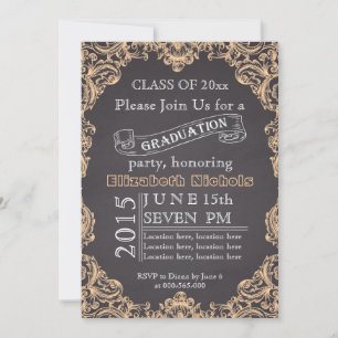Invitación Clase de graduación de melocotón de pizarra 2015