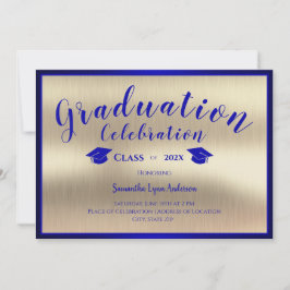 Invitación Clase de graduación de oro azul moderno de 2024