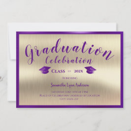 Invitación Clase de graduación de oro púrpura moderna de 2024