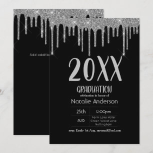 Invitación Clase de graduación de Purpurina de goteo de 20xx