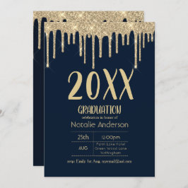 Invitación Clase de graduación de Purpurina de goteo de 20xx 