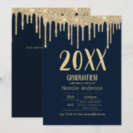 Invitación Clase de graduación de Purpurina de goteo de 20xx