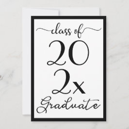 Invitación Clase De Graduación De Tu Año Guión Blanco Y Negro
