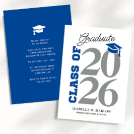 Invitación Clase de Graduación de YY Gris Azul