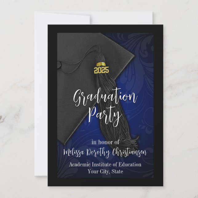 Invitación Clase de Graduación del Colegio Blue Tassel 2025 (Anverso)