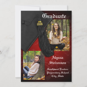 Invitación Clase de Graduación Digna de Tassel Rojo 2025