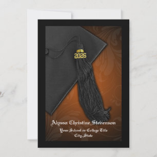 Invitación Clase de Graduación Digna Tassel de 2025 Naranja