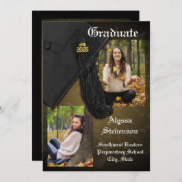 Invitación Clase de Graduación Dignificada de Tassel de oro d