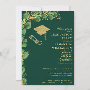 Invitación Clase de Graduación Ecológica Esmeralda y Oro 2024