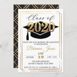 Invitación Clase de Graduación en Negro y Oro 2020