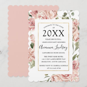 Invitación Clase de graduación floral rosa de 2022