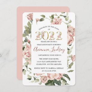 Invitación Clase de Graduación Floral Rosa Rosa Rosa Rosa de 