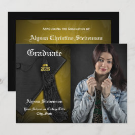 Invitación Clase de Graduación Fotográfica de Gold Tassel Col