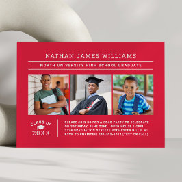 Invitación Clase de Graduación Fotográfica de Graduado Red 3 