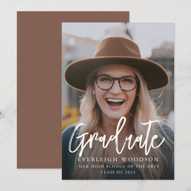 Invitación Clase De Graduación Fotográfica Simple De 2024 (Anverso / Reverso)