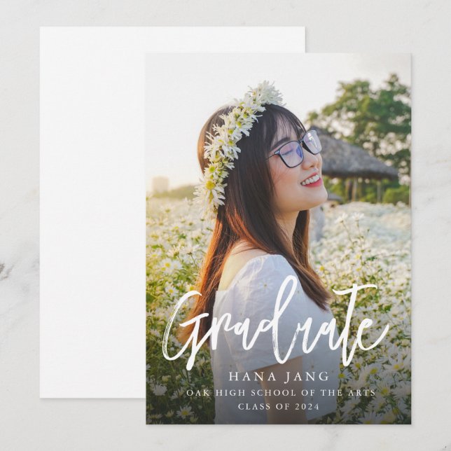 Invitación Clase De Graduación Fotográfica Simple De 2025 (Anverso / Reverso)