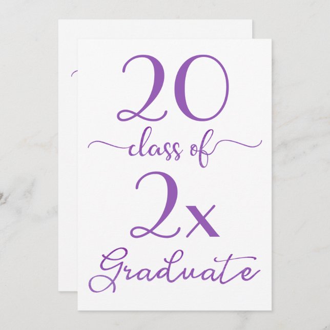 Invitación Clase De Graduación Mínima De Guión Violeta 2025 (Anverso / Reverso)