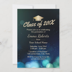 Invitación Clase de Graduación Moderna Gold Grad 2017