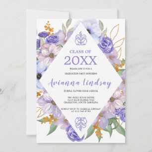 Invitación Clase de Graduación Morada Floral 2024