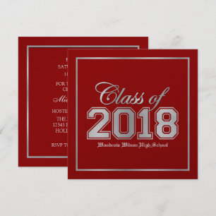 Invitación Clase de Graduación Premium Red / Silver de 2018