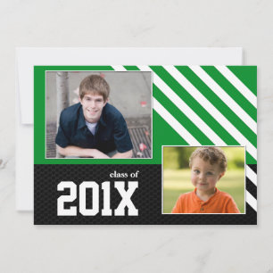 Invitación Clase de graduación verde en blanco y negro 2013