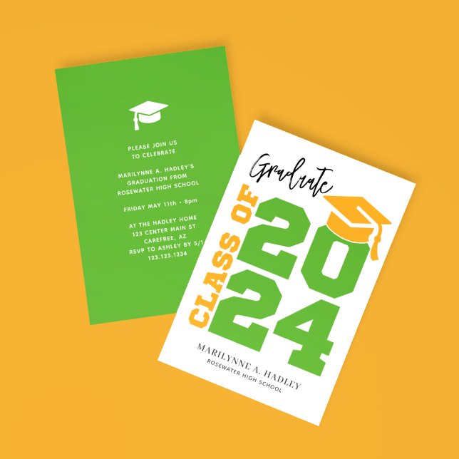 Invitación Clase de Graduación Verde y Oro de 2024 (Subido por el creador)