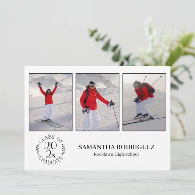 Invitación Clase De Graduado 3 Foto Partido De Graduación Bla (Anverso de pie)