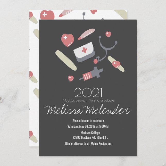 Invitación Clase de Graduado de Enfermería Médica 2023 (Anverso / Reverso)
