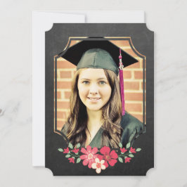 Invitación Clase de Graduado Floral Chalkboard de 2016 Foto