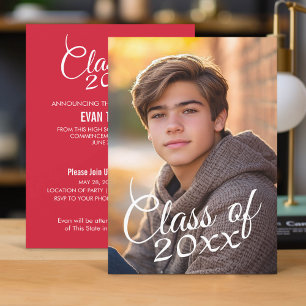 Invitación Clase de guión de año con foto de graduación