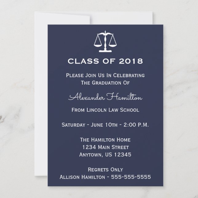 Invitación Clase De Invitado A La Graduación De Escalas 2018  (Anverso)