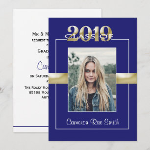 Invitación Clase de la fiesta de graduación Blue & Gold 2019