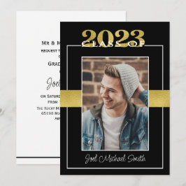 Invitación Clase de la fiesta de graduación de Black & Gold d