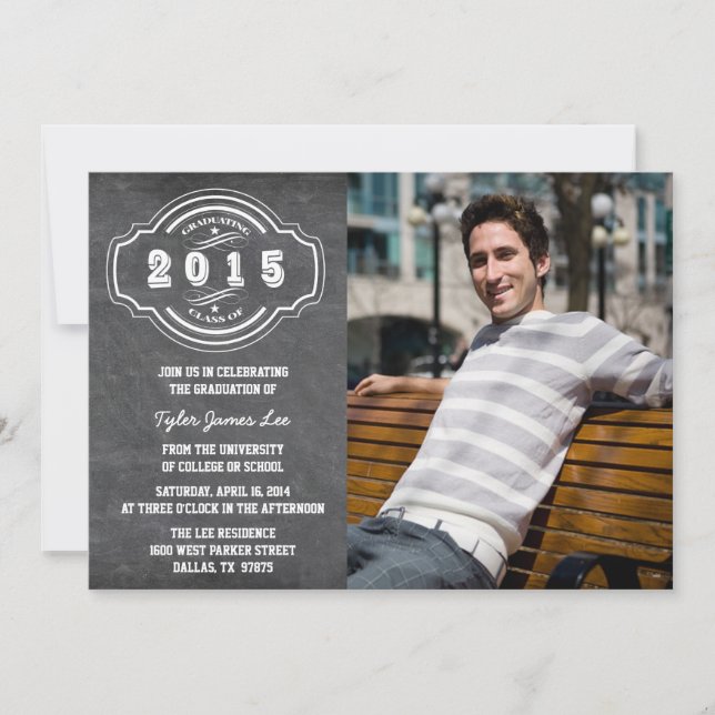 Invitación Clase de la fiesta de graduación de fotos en pizar (Anverso)
