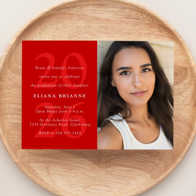 Invitación Clase de la fiesta de graduación de fotos roja clá (Subido por el creador)