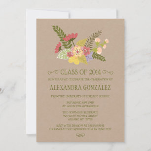 Invitación Clase de la fiesta de graduación de ramas florales
