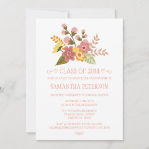 Invitación Clase de la fiesta de graduación de ramos florales