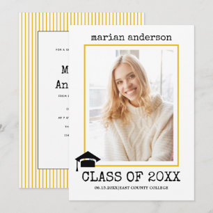 Invitación Clase de la foto de graduación amarilla de la máqu