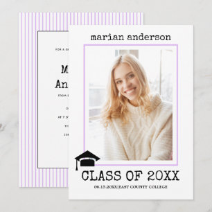 Invitación Clase de la foto de graduación de lilac de máquina