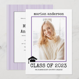Invitación Clase de la foto de graduación púrpura de la máqui