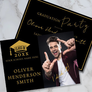 Invitación Clase de la Foto del Partido de Graduación de Oro 