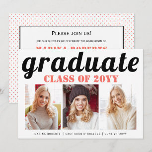 Invitación Clase de la fotografía de tipografía de grado 2025