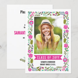 Invitación Clase de la graduación 2025 foto de frontera flora