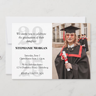 Invitación Clase de la graduación de foto simple en rojo negr