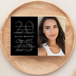 Invitación Clase de la graduación de fotos en blanco negro 20