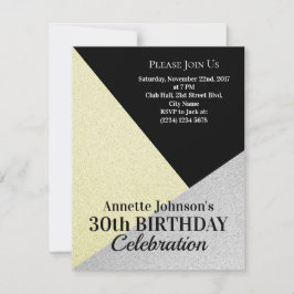Invitación Clase de lujo patrón oro plata